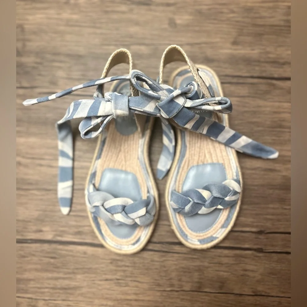 Vince Camuto Kastela Leather Lace-up Sandal In Cerulean Blu NWOT